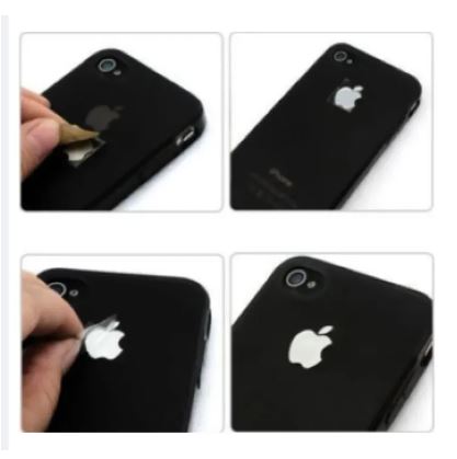 Apple Metal Look Silver Color Logo Sticker Compatible with iPhone Android and All Mobile Devices Durable Stylish Finish. 