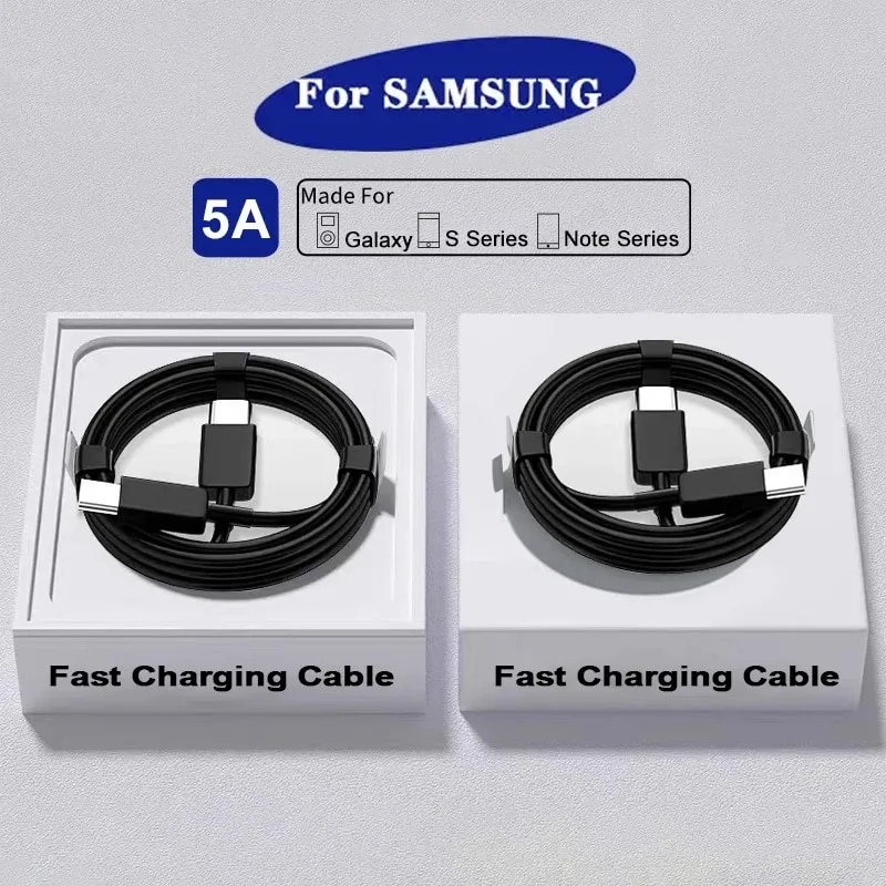 45W 5A Super Fast Charging Cable For Samsung Galaxy S24 S23 S22 S21 S20 Ultra Ultra Note 10 5G 20 A53 A54 USB Type C Data Cable. 