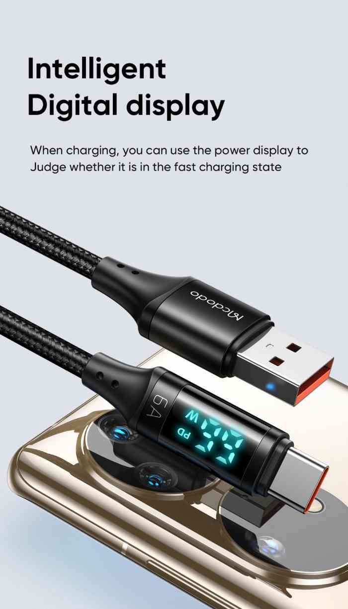 Mcdodo CA-108 PD 66W Digital HD Type-C Super Charge Data Cable. 