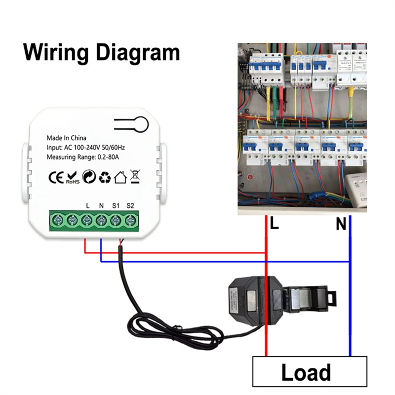 Tuya Smart Life ZigBee Meter 80A with Current Clamp KWh Monitor 240V. 