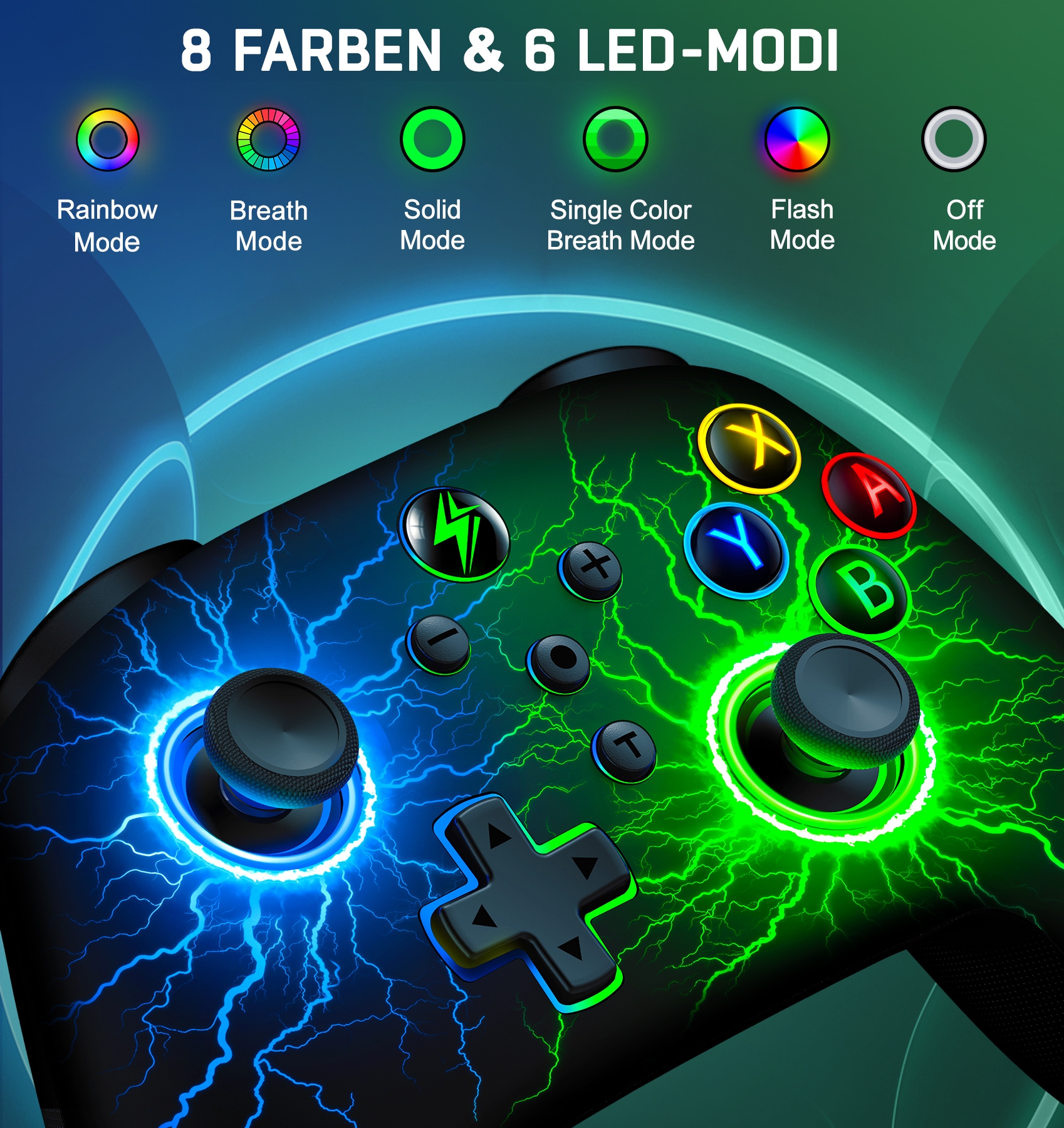 BEBONCOOL RGB FOR PC/Nintendo Switch/Android/iOS Multi-System Compatibility Gamepad Upgrade Programming Mode Switch Controller. 