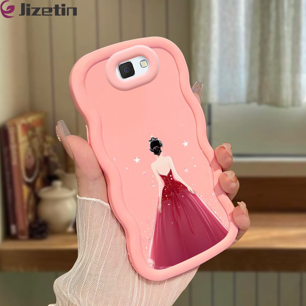 Jizetin for Samsung J7 Prime Back Cover Crown Girl Macaron Bright Color Wavy Shape Soft Mobile Phone Cases