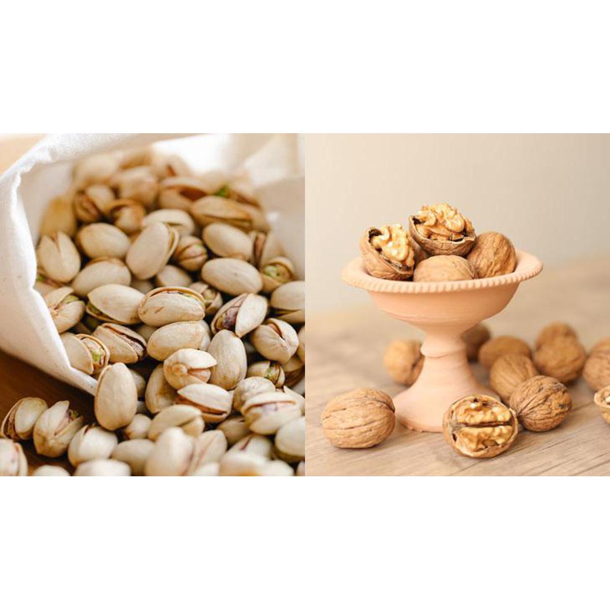Walnut + Pistachio Nut/ Dry Fruits/ Dry Food/ Akhrot + Pesta Badam/ Mix Nut- 500 gm