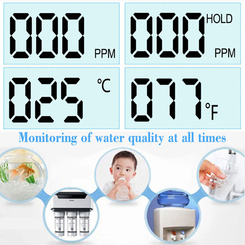 Digital Water Test Pen,  Meter Filter Measuring Water Quality Purity Tester TDS Meter, Portable Water Tester Water Quality Analysis Meter Water Purity Check 0-9999 ppm Measurement  , for Drinking Water Aquariums RO System Swimmin. 