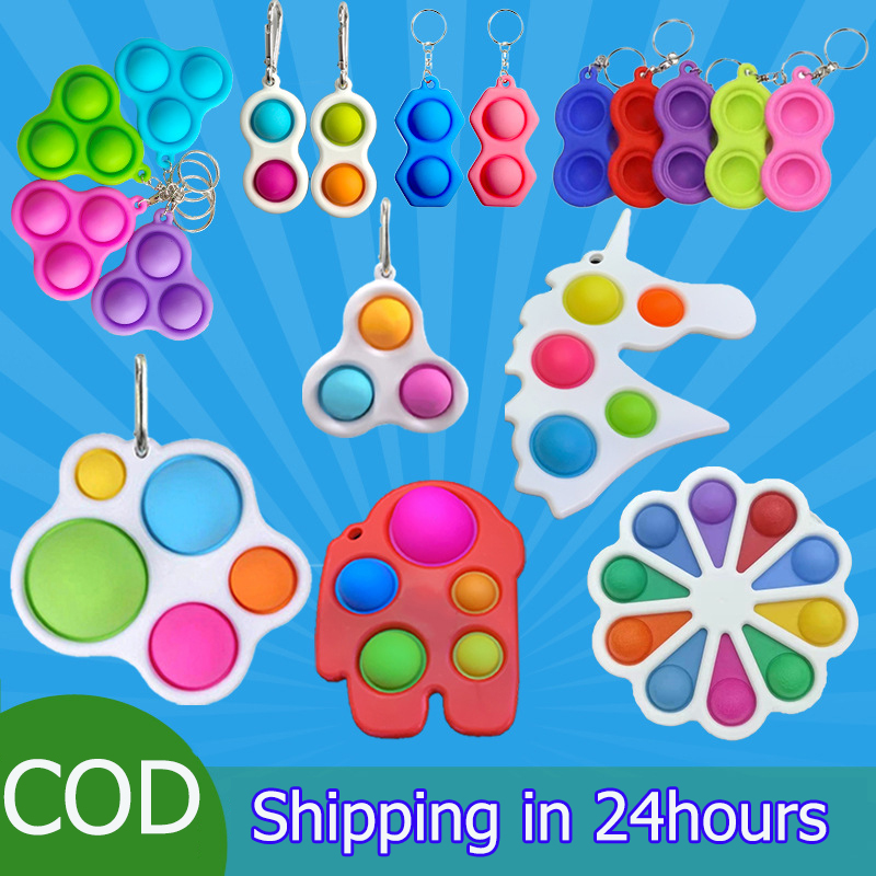 Baby Sensory Mini Fidget Toy Simple Dimple digits unicorn cheap keychain popit Push Bubble Color for Baby Early Development Concentration Training Board Early Learn pop it fidget toy