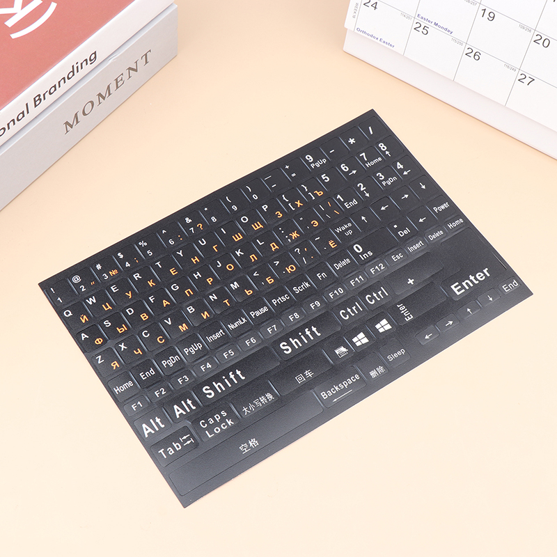1Pc Full Size Russian Keyboard Stickers Letter Alphabet Layout Sticker Key Stickers For Laptop Desktop PC Keyboard Cover Demoo. 
