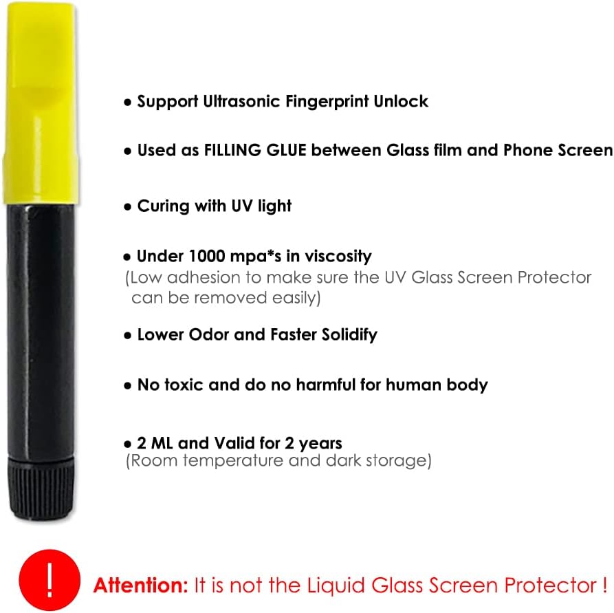 [1 Piece] Xmart UV Adhesive for UV Tempered Glass film (UV Glue for all models of UV Screen Protector). 