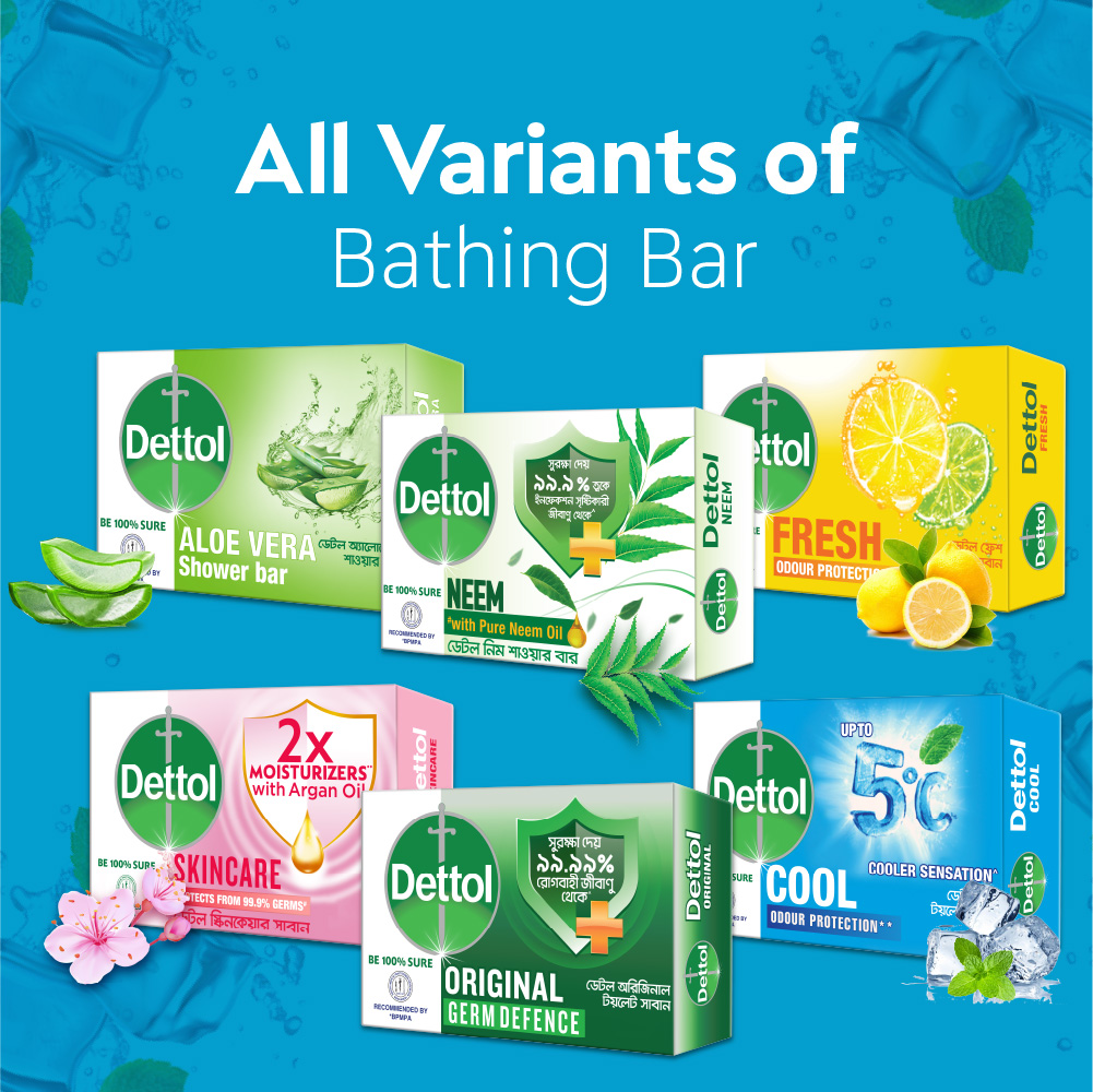 Dettol Soap Cool 75gm Bathing Bar, Soap with Crispy Menthol. 
