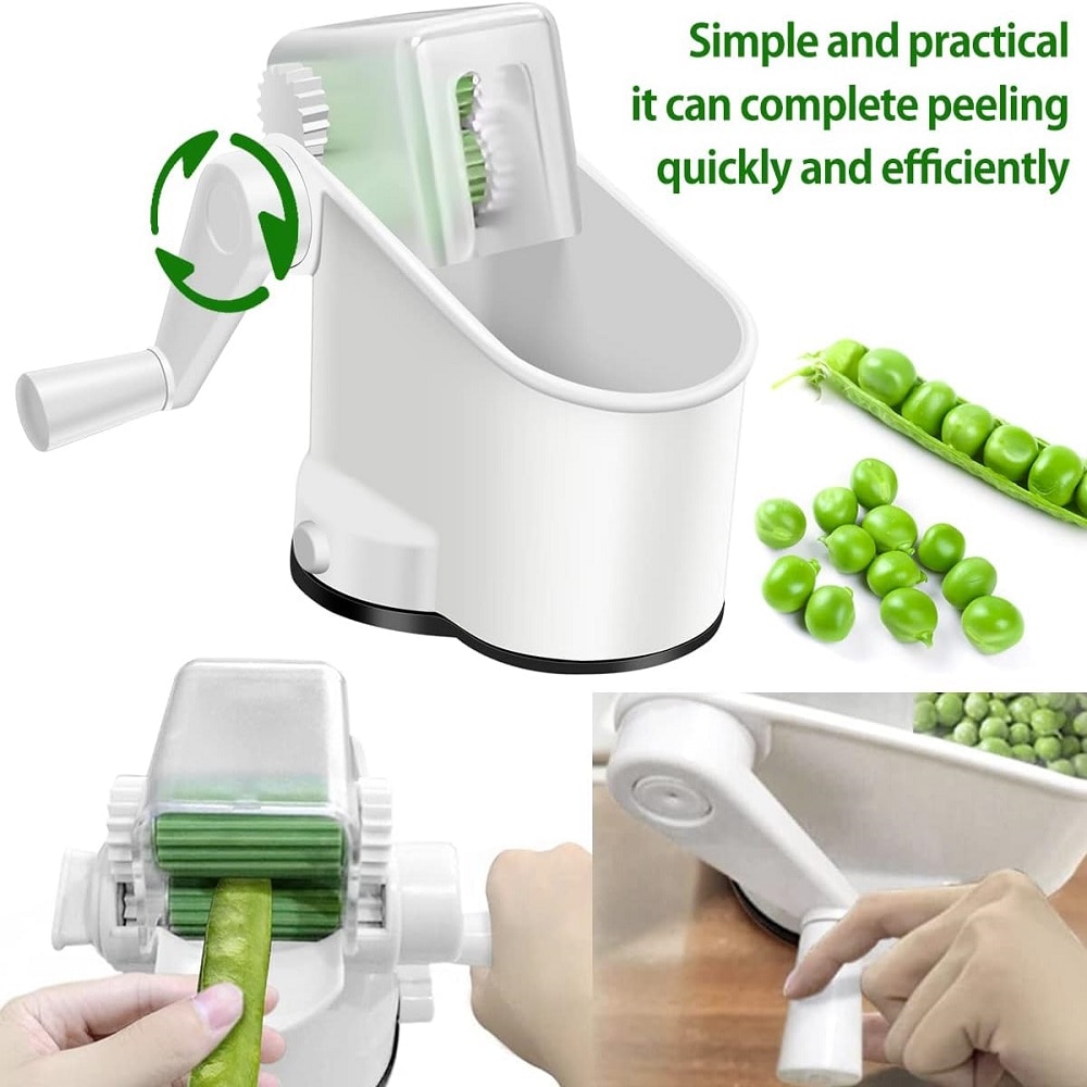Hand Crank Pea Peeling Machine Portable Pea and Bean Peeler with Slip Resistant Silicone Ring Bean Sheller Kitchen Tool. 