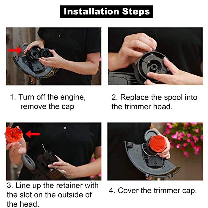 OUMERY 90583594 Replacement Spool Caps Assembly Compatible with for Black+Decker GH3000 String Trimmer(4 Pack). 