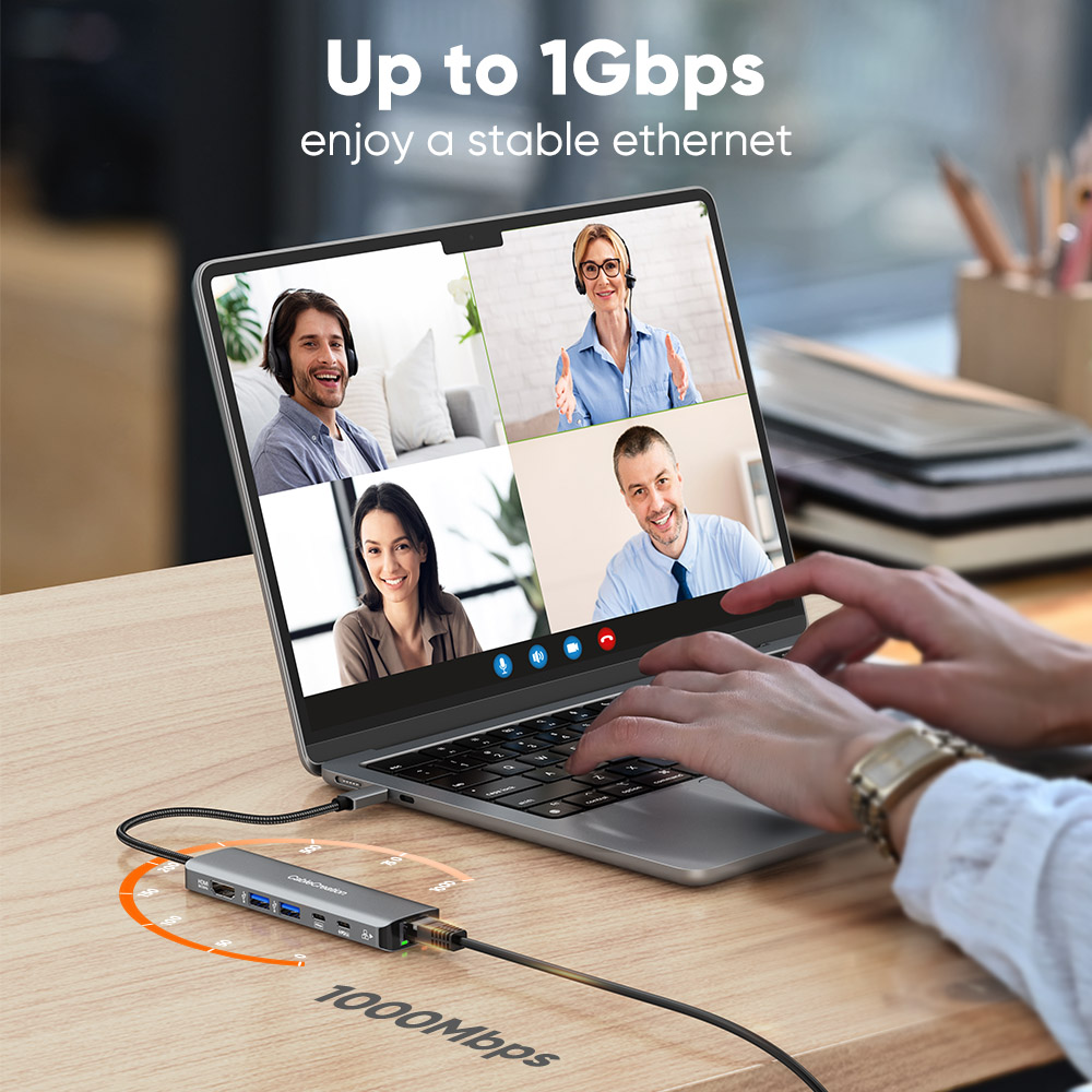 CableCreation USB Type C Hub 8K@30Hz HDMI Ethernet Multiport Adapter 6 in 1 USB C PD 100W 2 USB 3.0 5Gbps for MacBook Pro Ipad. 