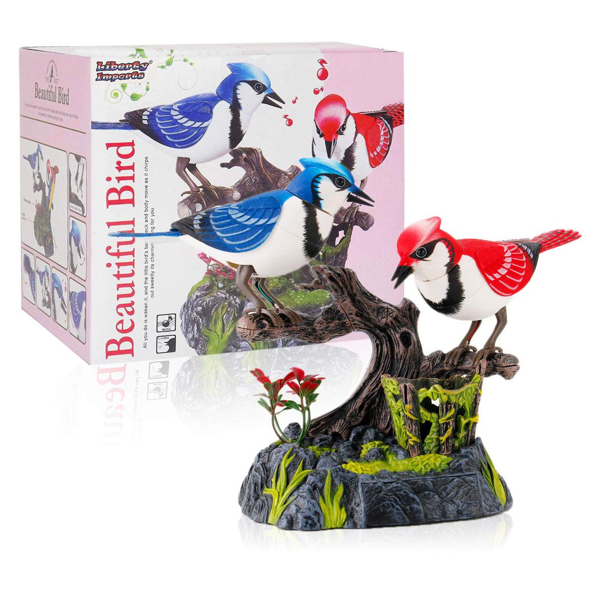 Liberty Imports Singing and Chirping Birds - Realistic Sounds and Movements (Blue Jays)