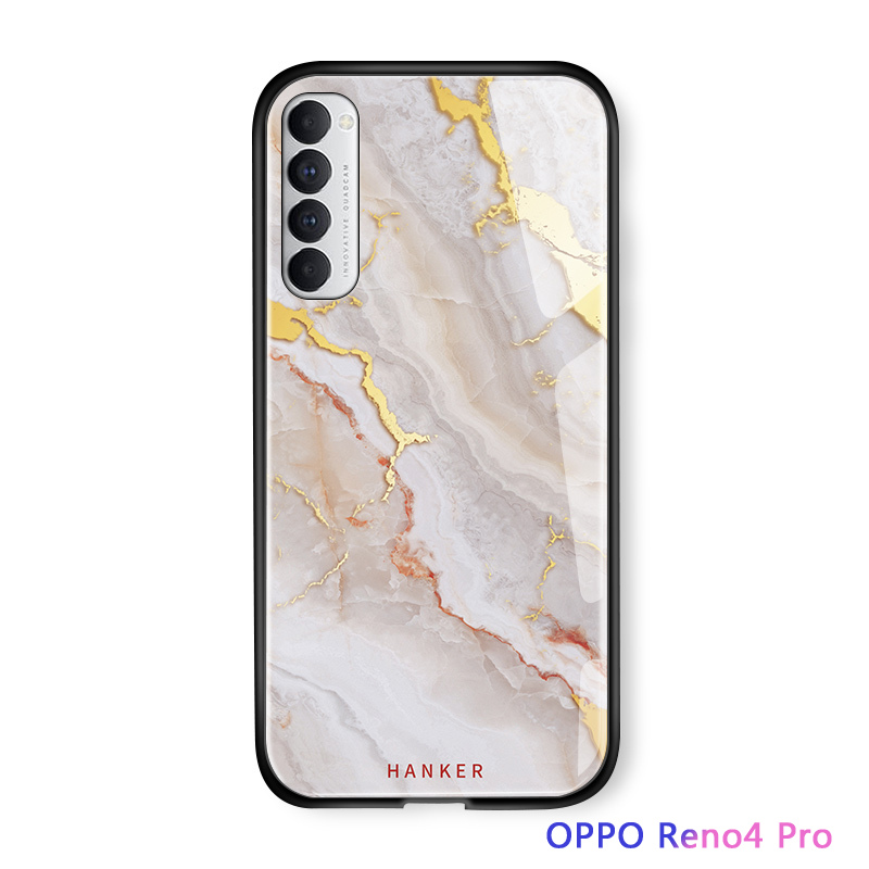 Ta for Oppo Reno 4 pro back cover stylish marble trend tempered glass hard phone case