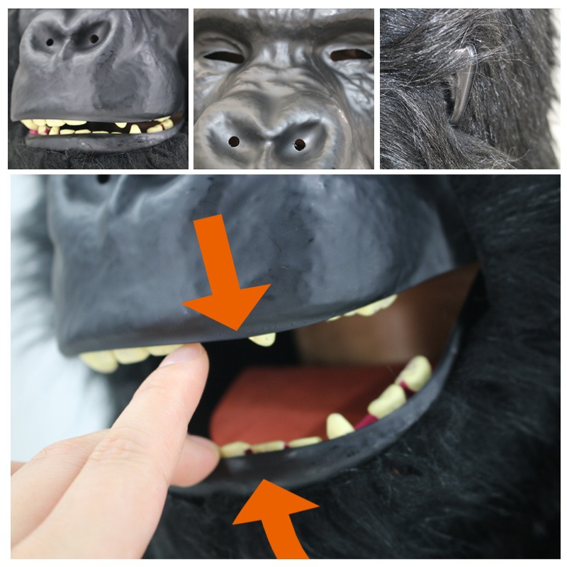 Can Open Mouth Animal Head Mask Funny Wolf Dog Tiger Gorilla Head Costume Costume Party Halloween Props Horror Cosplay Anime New. 