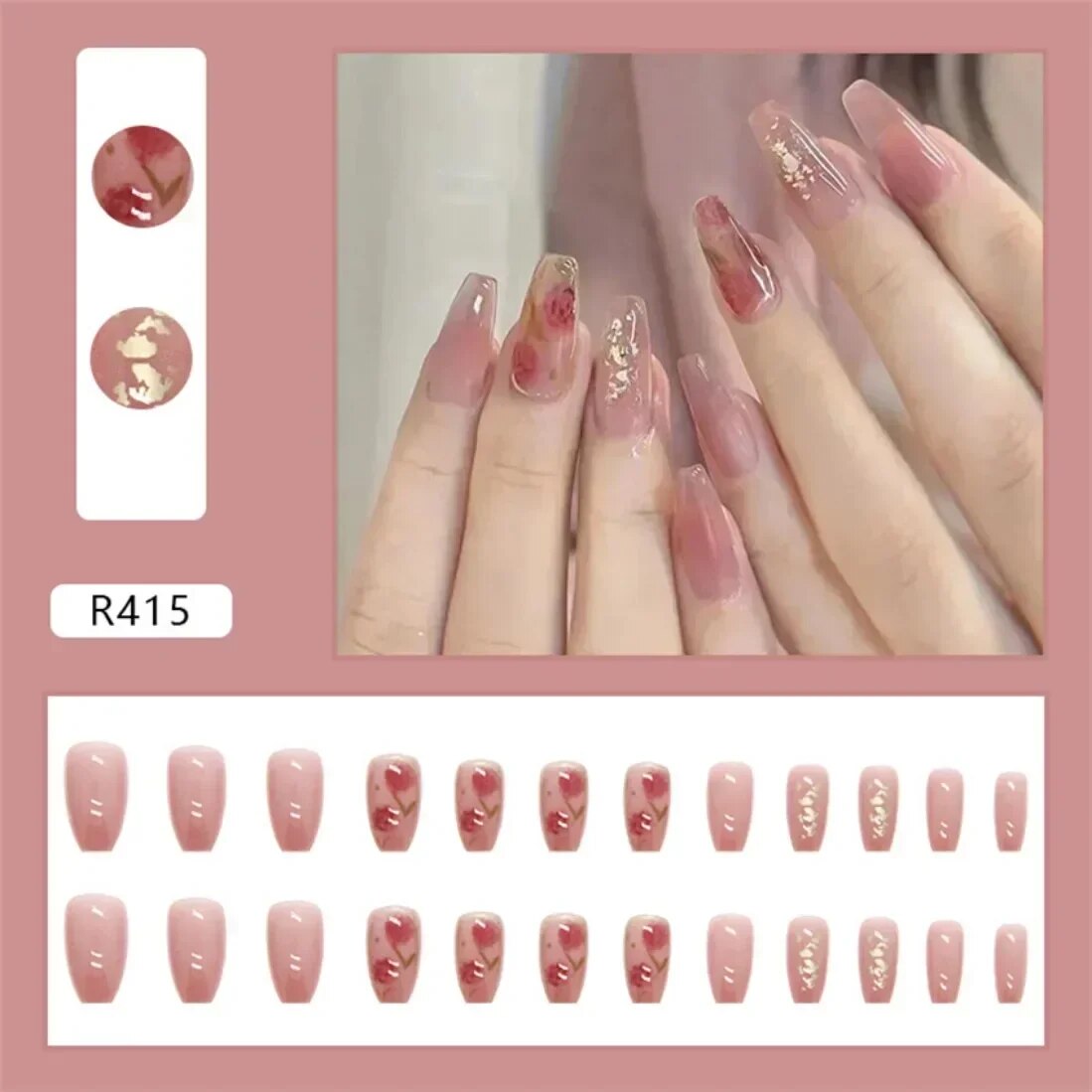 24Pcs Artificial Nail Art Nails Full Coverage Removable Nail Design Blue Heart Ballet Short Press on Nails AcrylicTips. 