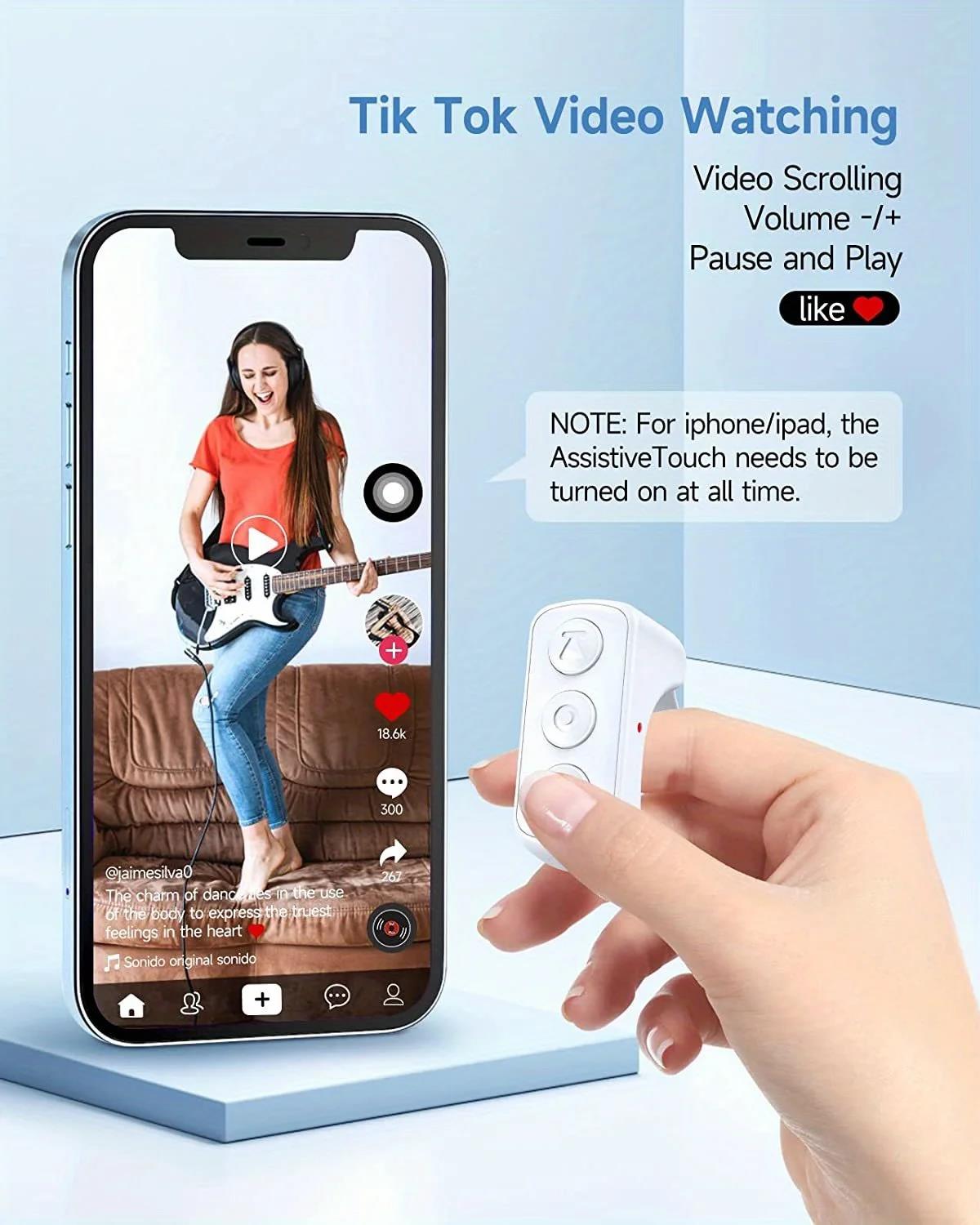 Hot Tiktoks Scrolling Ring Remote Control Button Stick Bluetooth Page Turner Fingertip Selfie Video Ring for Smartphone Control. 