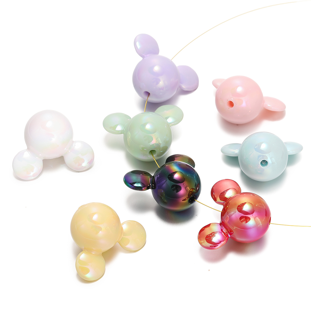 St.kunkka 2pcs 23.5x29.5mm Mickey Mouse Head Beads Acrylic UV Color-Plated Mickey Mouse Head Beads For DIY Beaded Bracelet. 