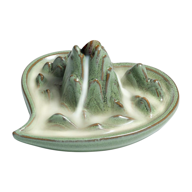 Waterfall Backflow Incense Burner Ceramic, Handmade Small Censer Incense Cone Holder Fountain, Aromatherapy Ornament Easy Install