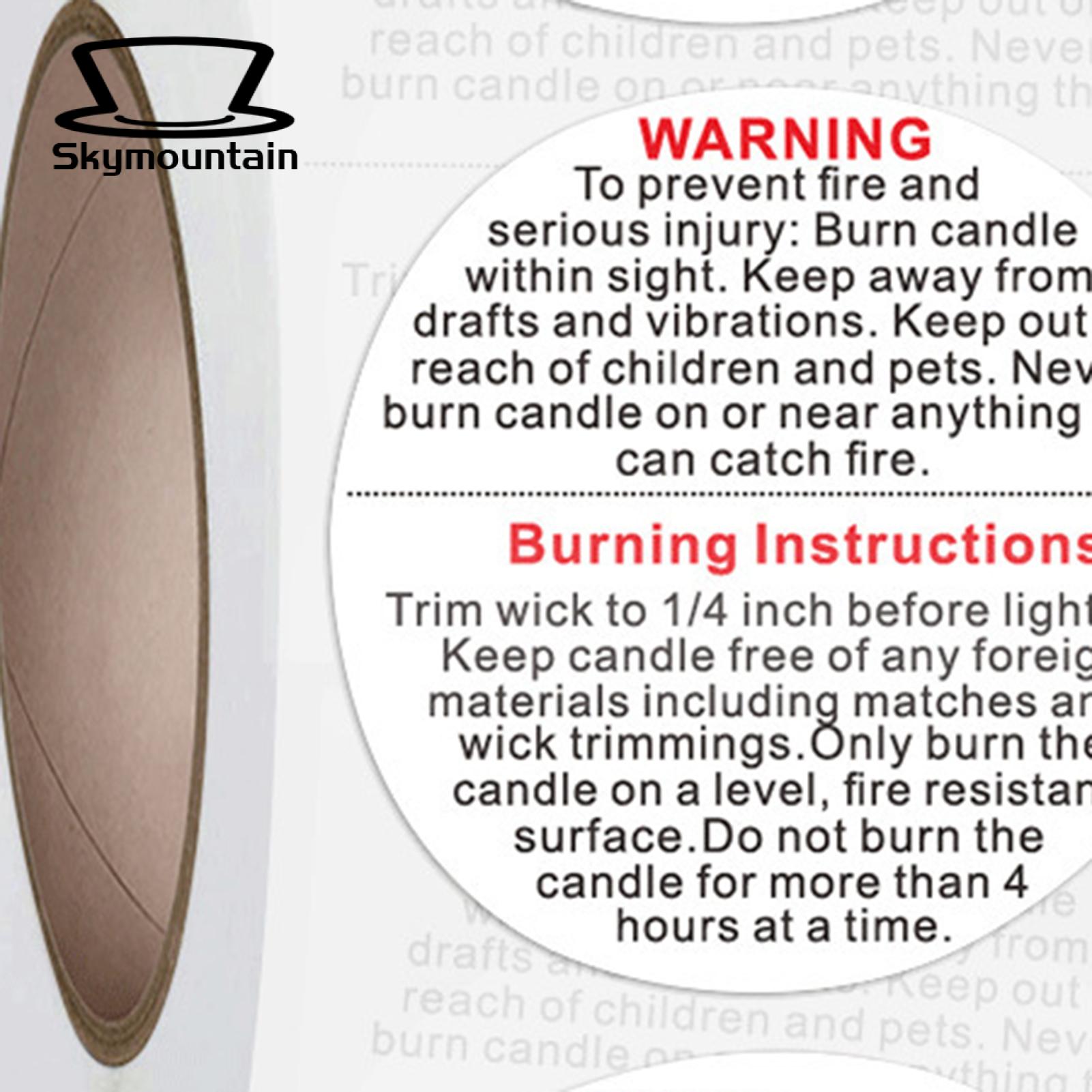 Skymountain Candle Warning Labels Convenient Clamshell DIY Candle Stickers. 