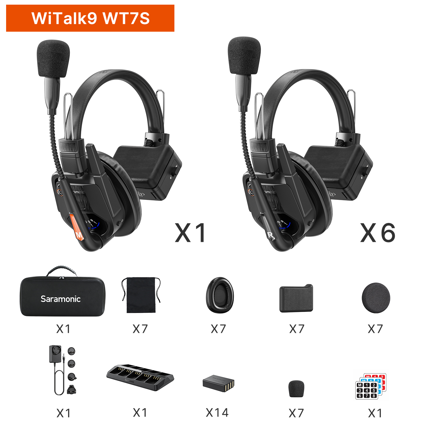 Saramonic Witalk9 Wireless Headset Full-duplex Intercom Communication System for Filmmaking TV Production Sports Events Wedding. 