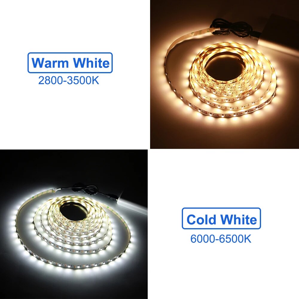 【NEW】 USB LED Strips DC 5V 2835 White Warm White Red LED Strip Light TV Background Lighting Home Decor Lamp 0.5M 1M 2M 3M 4M 5M IP21. 