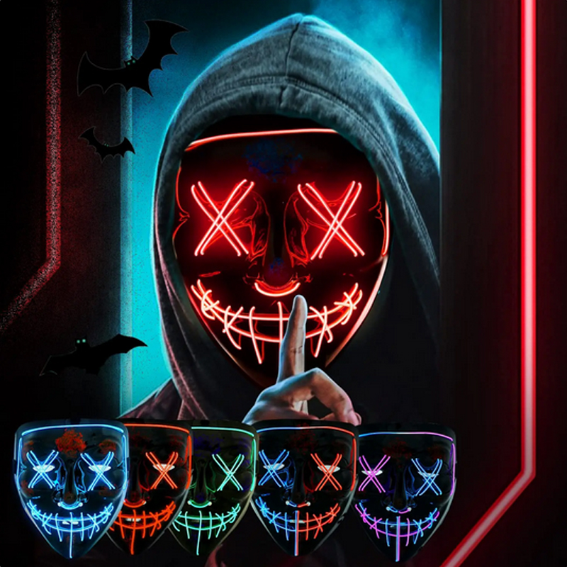 10 Color optional horror killer cosplay Masks led light up mask Halloween Party Light Props haunted house masquerade masks decor