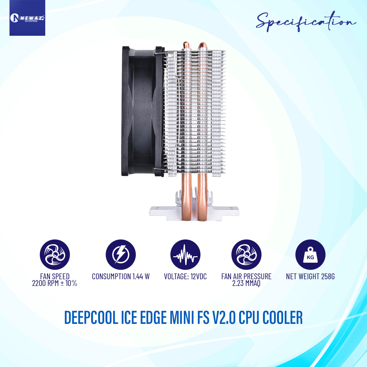 Deepcool ICE EDGE MINI FS V2.0 CPU Cooler 2 Heat Pipes For Intel LGA1700 1200 1155 AMD AM5 AM4 80mm Fan 3pin Interface. 