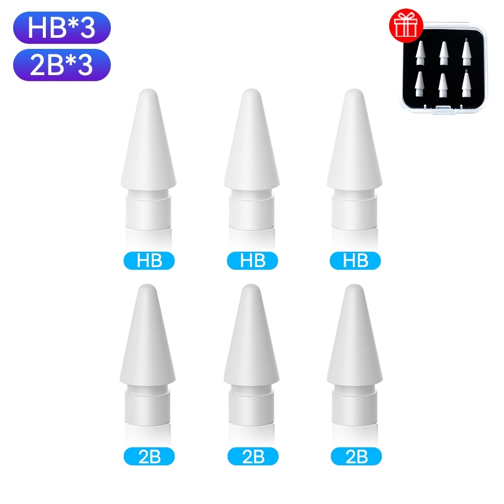 For Apple Pencil Tips For Apple Pencil 1st 2nd Generation Soft Hard Double-Layered Replacement Nib 2H 2B 3.0 4.0 iPad Stylus Nib. 