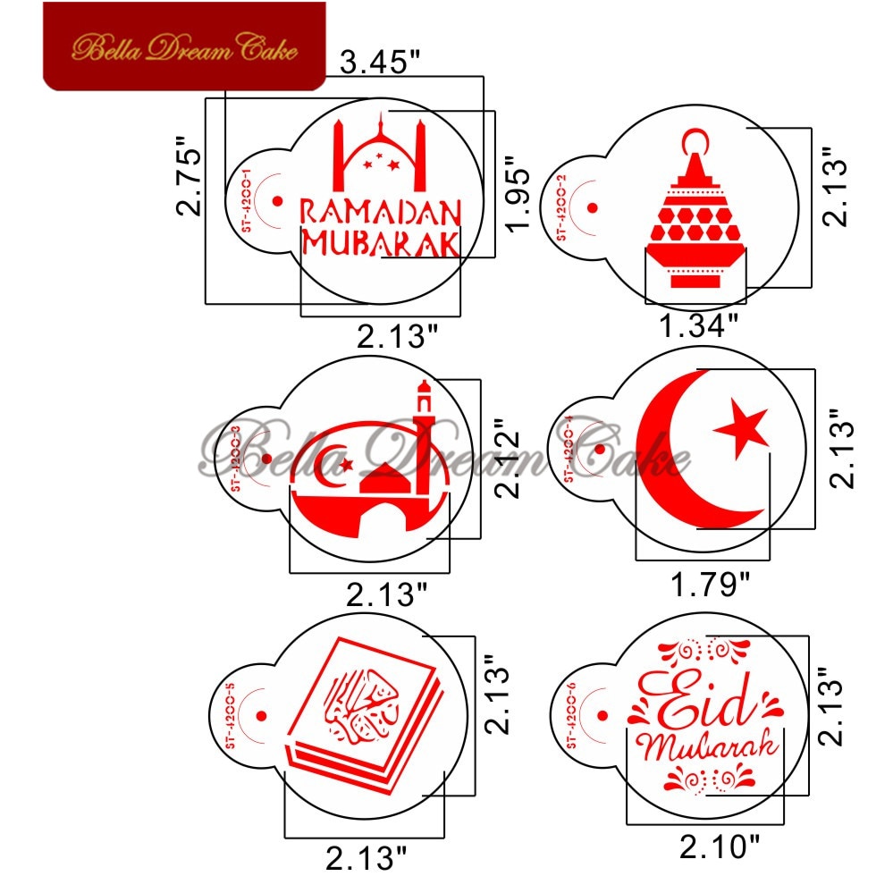 【happy one】Eid Mubarak Cookies Stencil Ramadan Coffee Cake Stencils