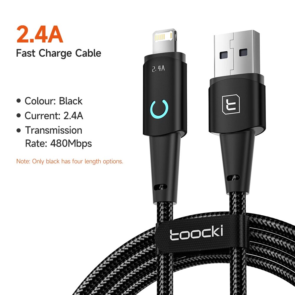 Toocki USB Lightning Cable For iPhone 13 12 11 Pro Max Mini Xs Xr 8 7 Plus 6S Fast Charging Cord For iPhone Charger Wire Data 3M. 