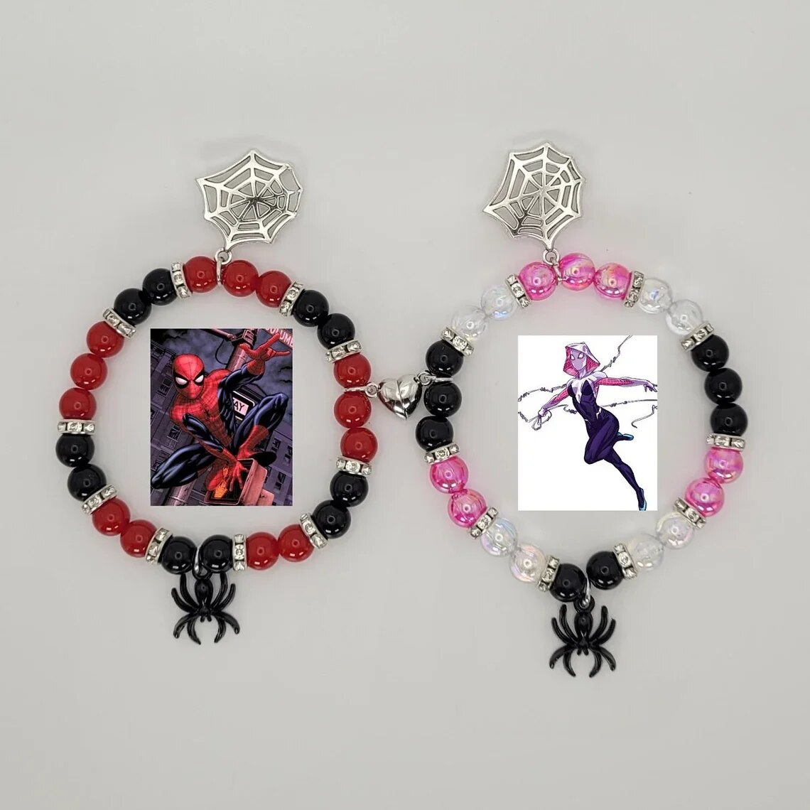 Spiderman Miles Morales Bracelet Gwen Stacy Set of Two Matching Couple Beaded Bracelets