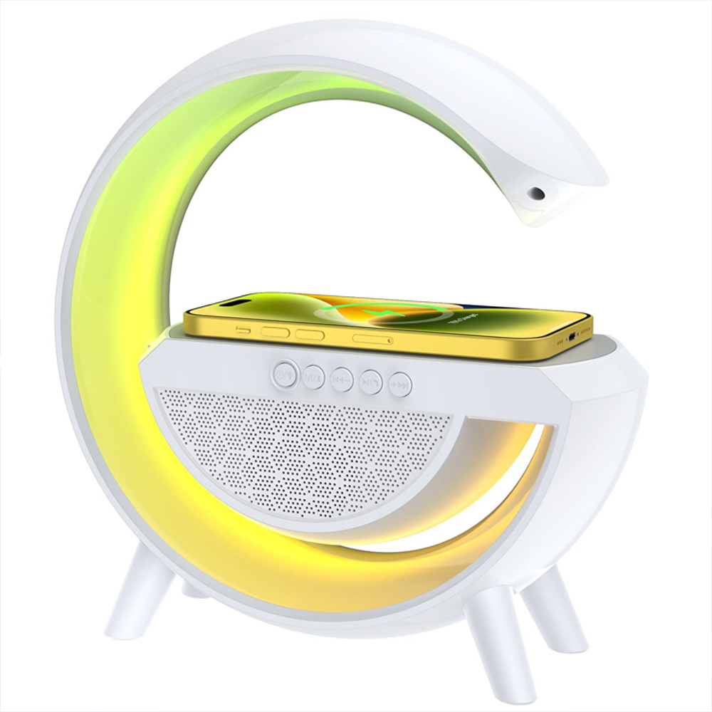 LED Wireless Charging Table Lamp Bluetooth Speaker Intelligent Atmosphere RGB Light Bluetooth Speaker With Wireless Charging BT 2301. 