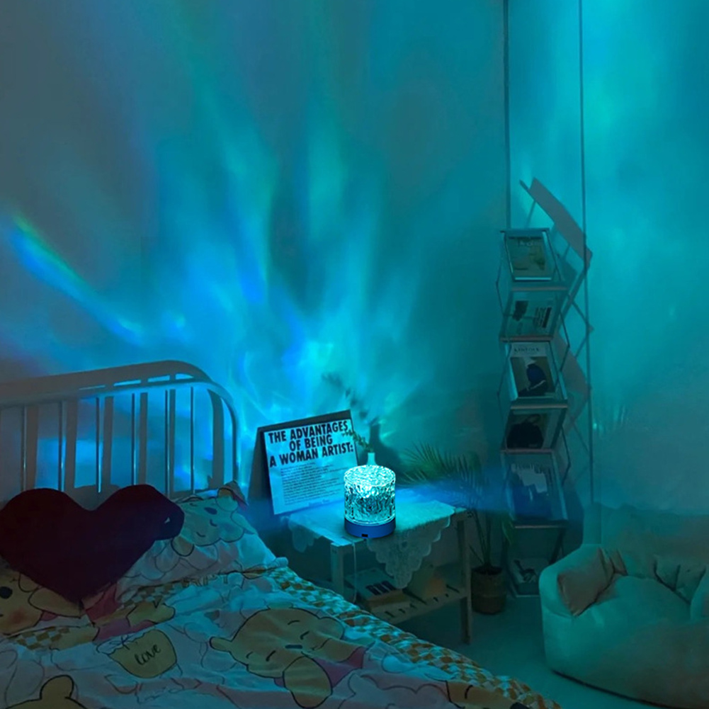 LED Water Ripple Night Light With Remote Control 16 Colors Available Touch Control Multifunctional Projection Lamp (85 x 85 x 95mm). 