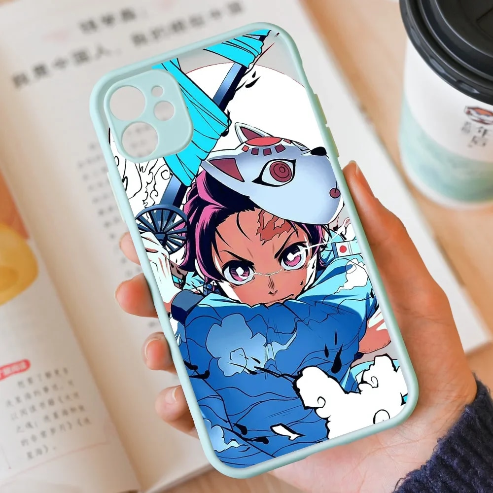 Japanese Anime Demon Slayer Phone Cases for iPhone 15 14 13 12 11 Pro Max Mini X XR XS 7 8 Plus SE Kimetsu No Yaiba Cover Shell. 