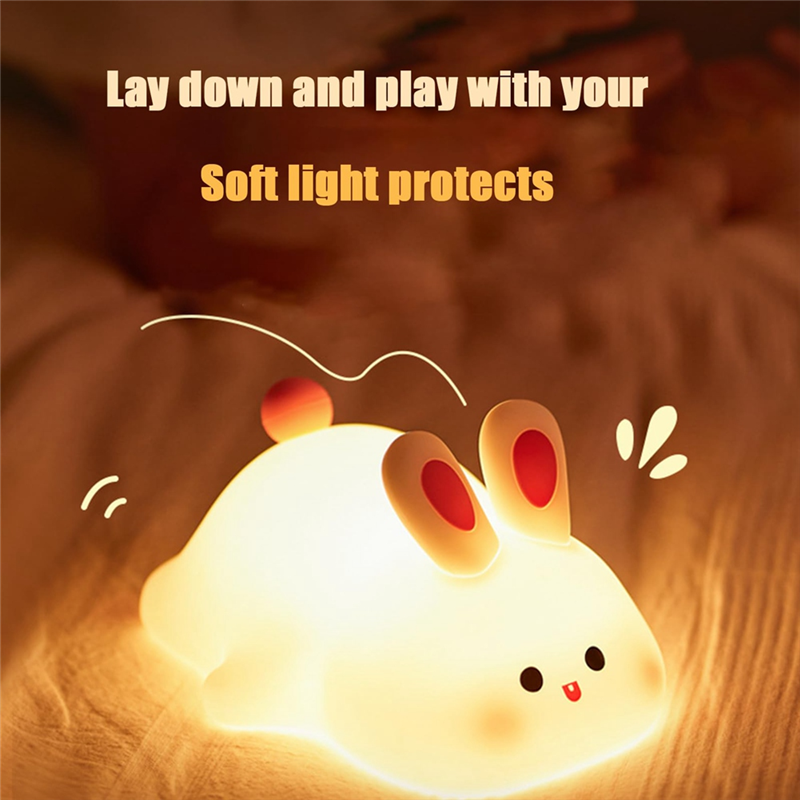 Big Face Rabbit Light LED Portable Rechargeable Bunny Lamp Night Light for Baby Nursery USB Dimmable Rabbit Night Lamp Easy Install Easy to Use. 
