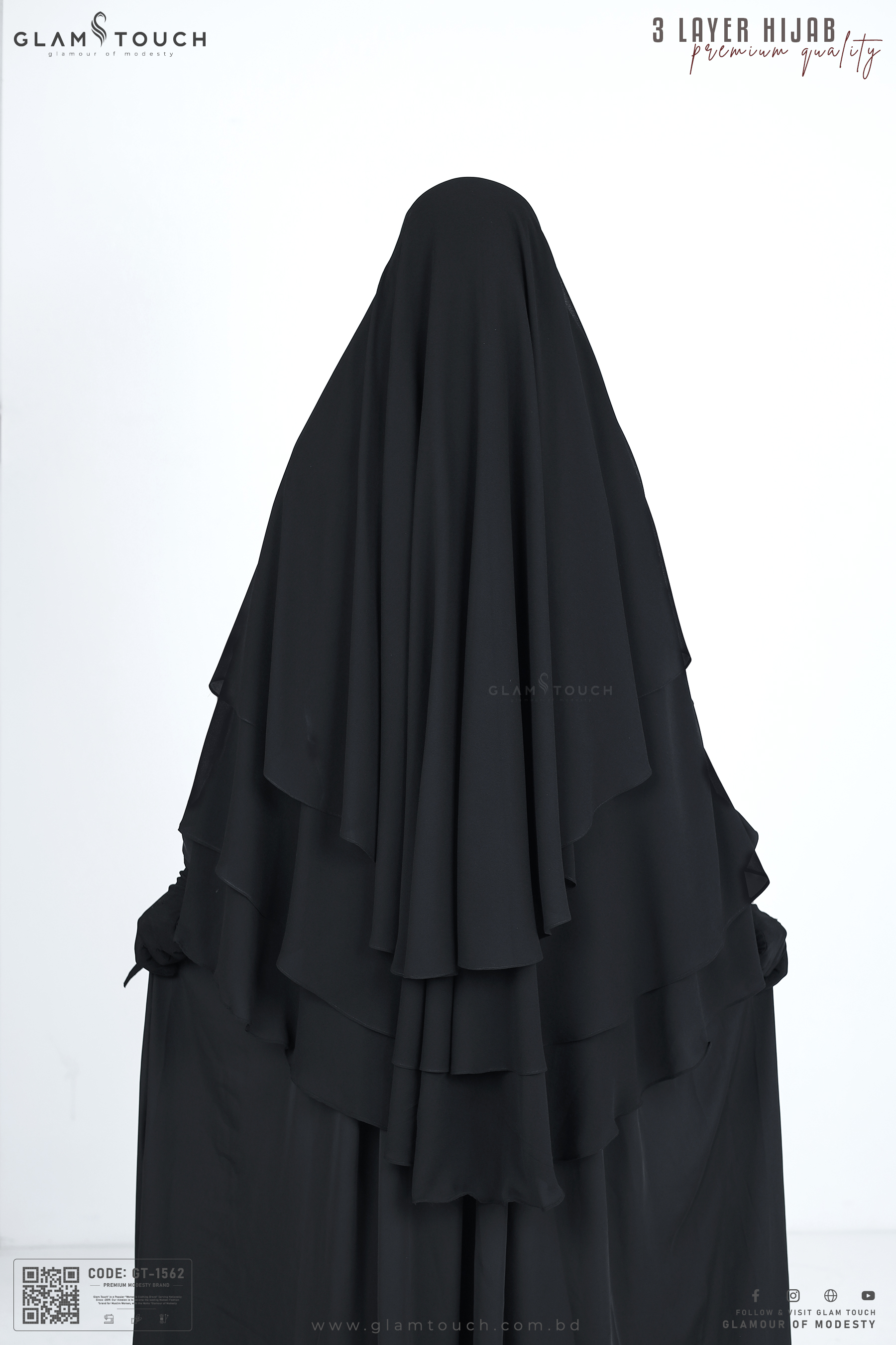 Glam Touch Premium ABRU 3 Layer Hijab Niqab Set. 