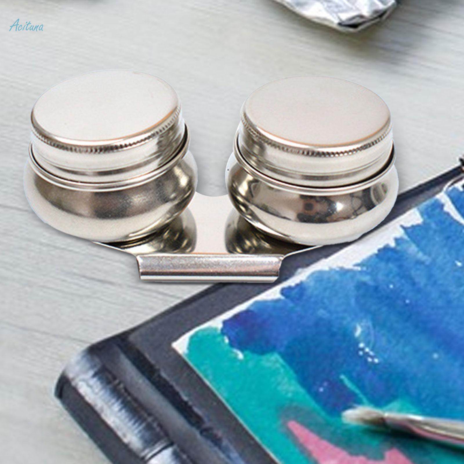 Haofy Oil Palette Cup, Double Dipper Painting Art Pallete Clip Pot Oil