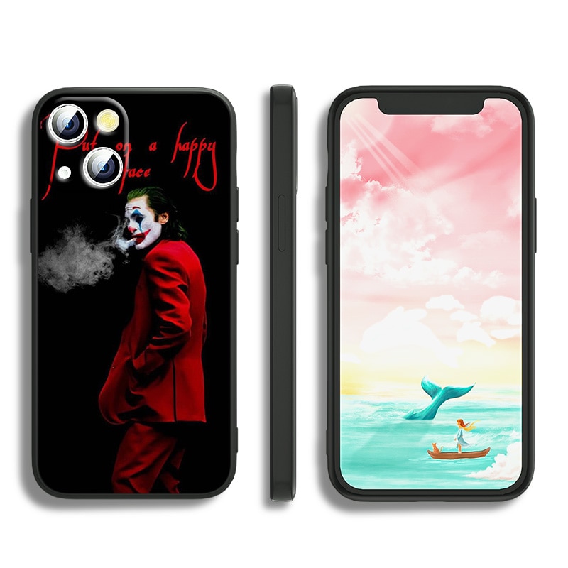 The Dark Knight villain Joker Phone Case For Apple iPhone 14 13 12 11 mini XS XR X Pro Max 8 7 6S 6 Plus Black Soft Cover. 