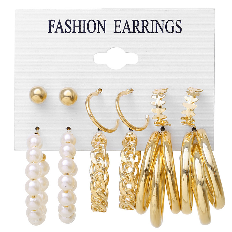 Pearl Women’s Drop Earrings Fashion Earrings Female Set Girl Party Accessories Jewellery 6 Pairs/Set