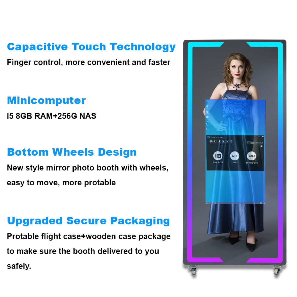 Touch Screen Magic Mirror Photo Booth Machine Portable 40 65inch Mirror Magic Selfie Photo Booth For Parties Events With Camare. 