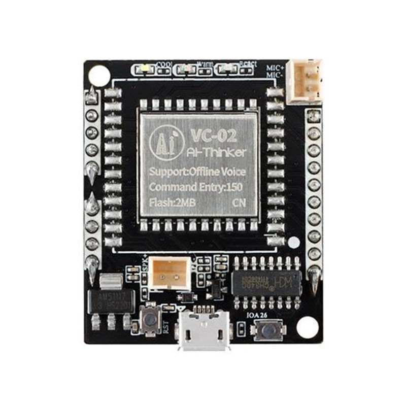 2Pcs -02-Kit AI Intelligent Pure Offline Voice Development Board VC02 Offline Recognition Speech Control Module. 