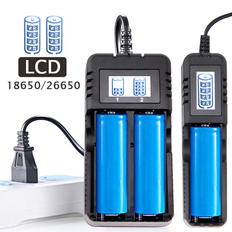 LCD 18650 Battery Charger 1 / 2 Slots Dual For 18650 Charging 4.2V Rechargeable Lithium Battery Charger