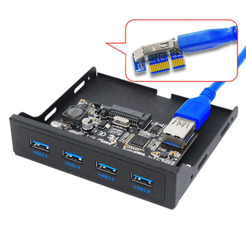 PCI-E to USB 3.0 PC Front Panel USB Expansion Card PCIE USB Adapter 3.5 Floppy USB3.0 Front Panel Bracket PCI Express x1 Riser