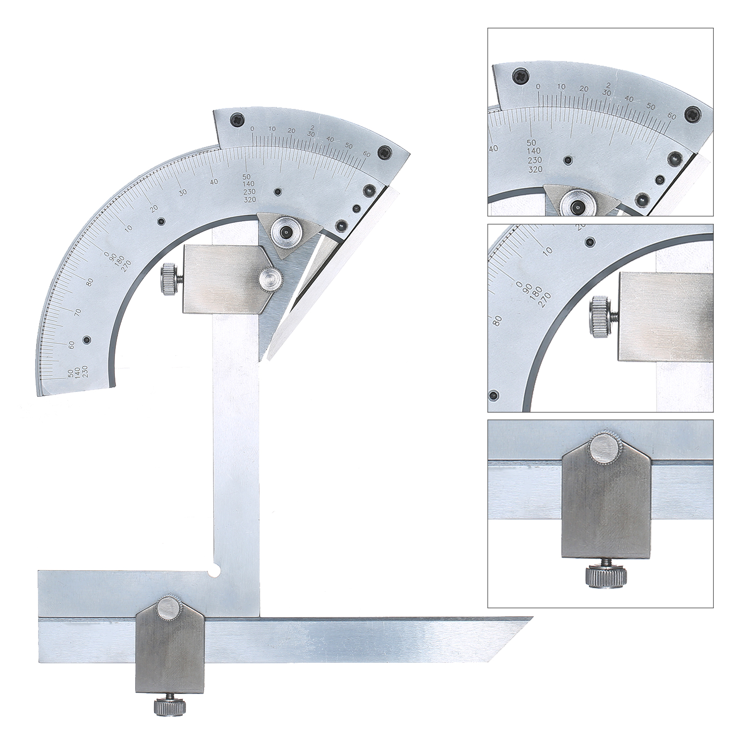 Carbon Steel Universal Bevel Protractor 0-320°Accuracy Angle Finder Measuring Ruler Tool. 