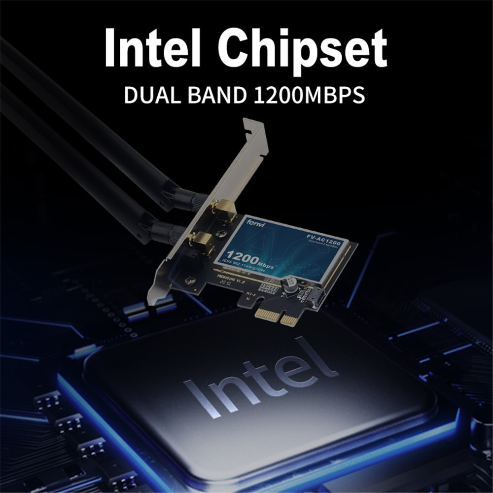 1200Mbps Dual Band Wireless WiFi Card Adapter Desktop 802.11AC For Bluetooth 4.0 PCIE WiFi Adapter 2.4Ghz/5Ghz For Win 7 8 10. 