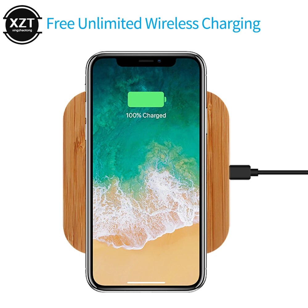 Portable Qi Wireless Charger Slim Wood Charging Pad For Apple iPhone 8 Plus X Charger For Samsung S6 S7 S9 S8. 