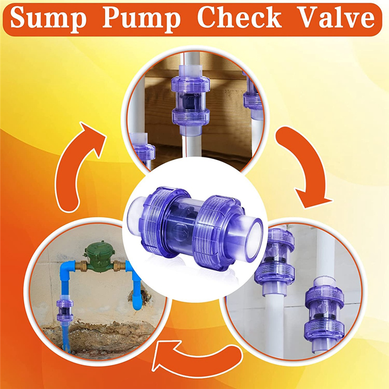 Check Valve 3/4 Inch True Union Check Valve Transparent Blue UPVC Check Valve Pipeline Check Valve One-Way Valve. 