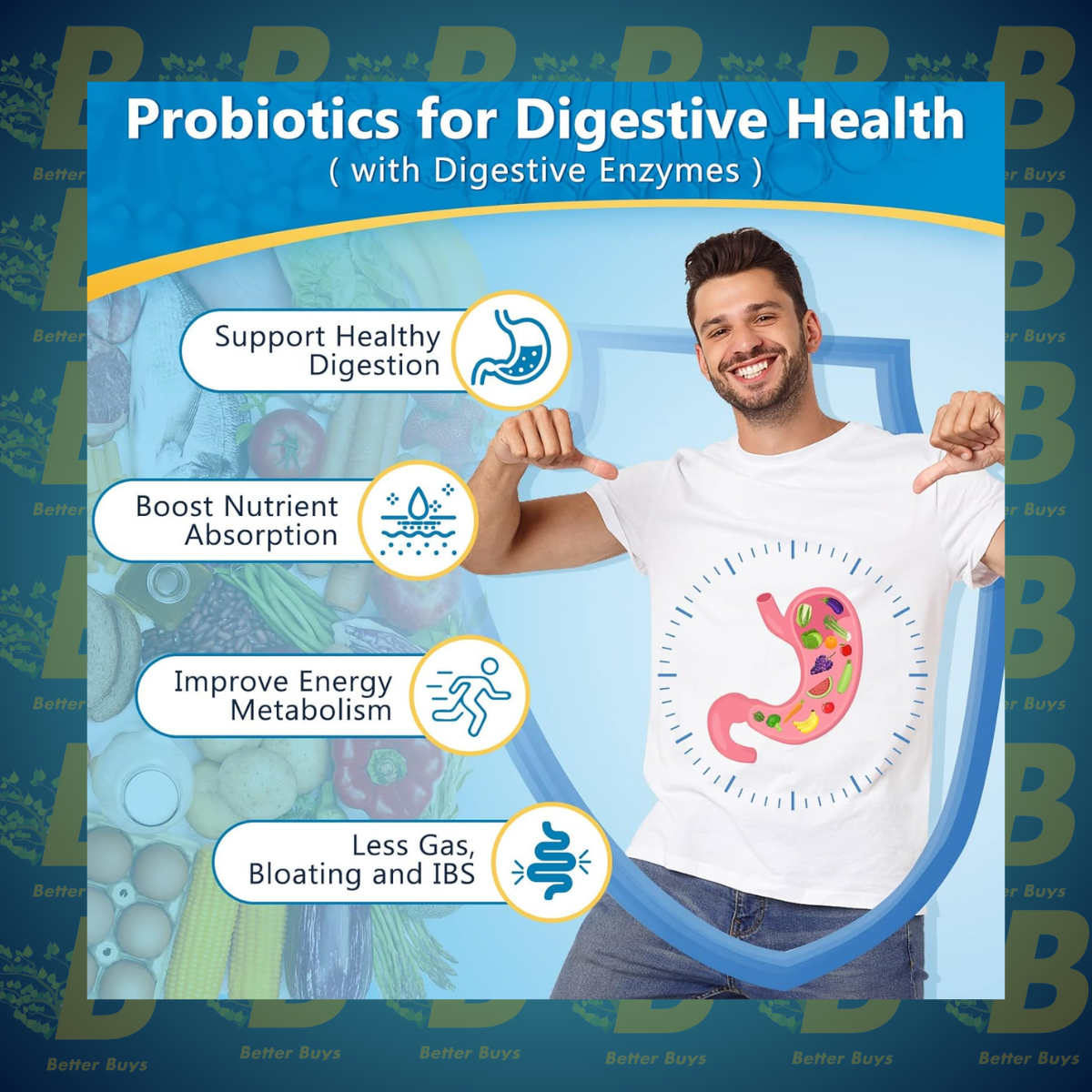 NATURE TARGET Probiotics for Men – 100 Billion CFUs, Enzymes & Prebiotics for Digestive, Prostate & Urinary Health with Saw Palmetto & Cranberry – 90 Veggie Capsules. 