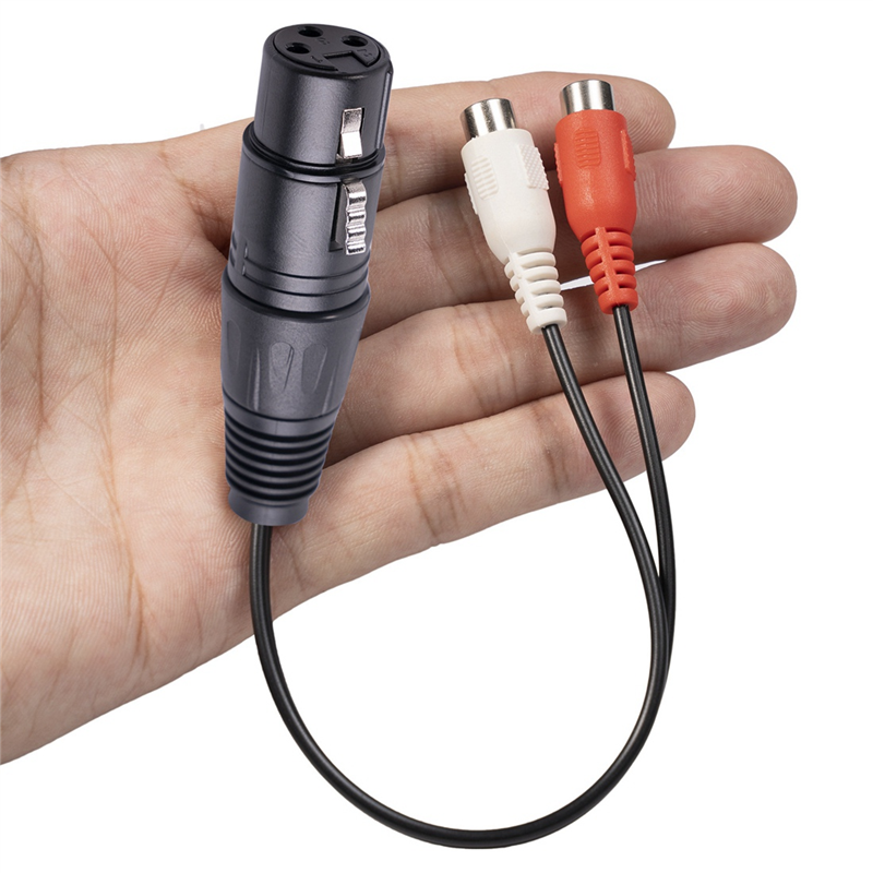 XLR To Dual RCA Cable XLR To RCA Y Splitter Cable 3 Pin XLR Female To 2RCA Female Amplifier Mixing Plug AV Cable, 0.2M