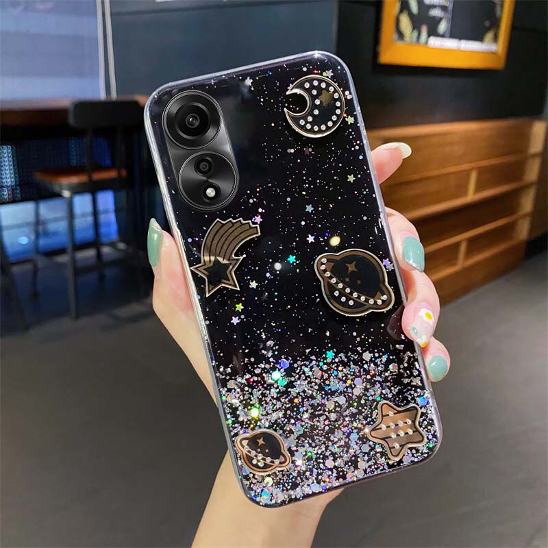 YUXING Cover Transparente Glitter per Oppo Reno 8 5G / Reno8 5G, Ragazze Donna Flora Motivo Custodia Bling Sottile, Antiurto Scintillante TPU Case (Gold